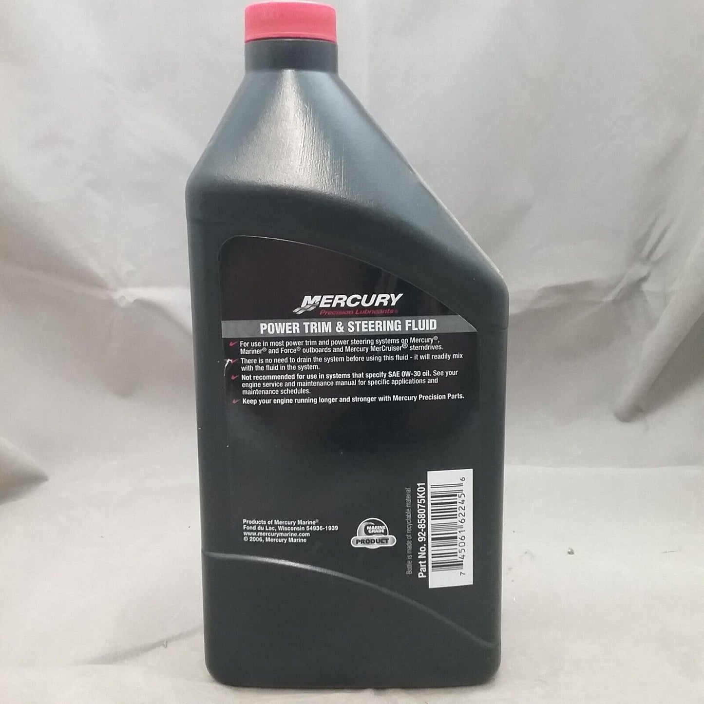 NEW MERCURY 92-858075K01 POWER TRIM AND STEERING FLUID 1 QUART