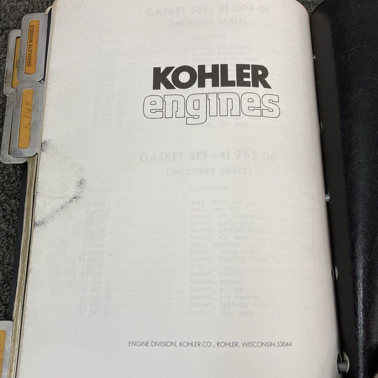 GENUINE KOHLER K-SERIES PARTS MANUALS