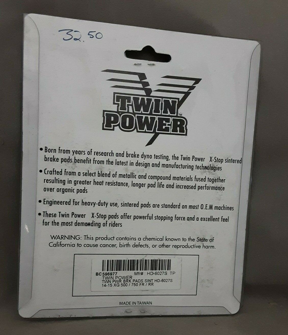 Twin Power 59-6977 X-Stop High Performance Sintered Brake Pads HD-6027S