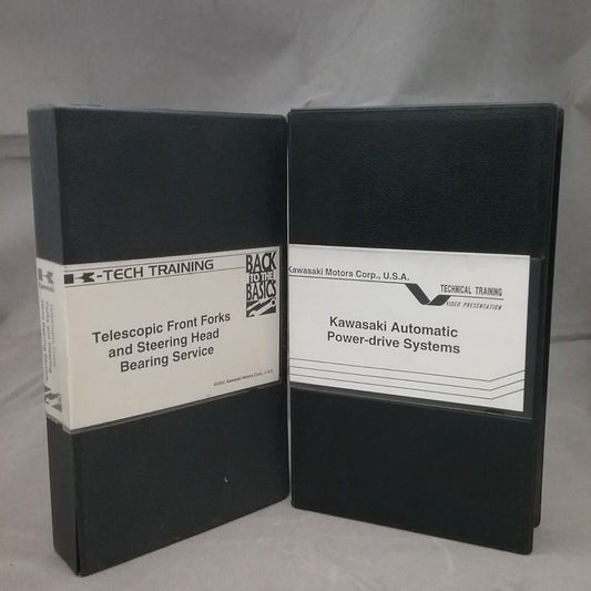 SET OF 2 KAWASAKI VIDEO SERVICE MANUALS AUTO POWER-DRIVE SYSTEMS/FRONT FORKS VHS