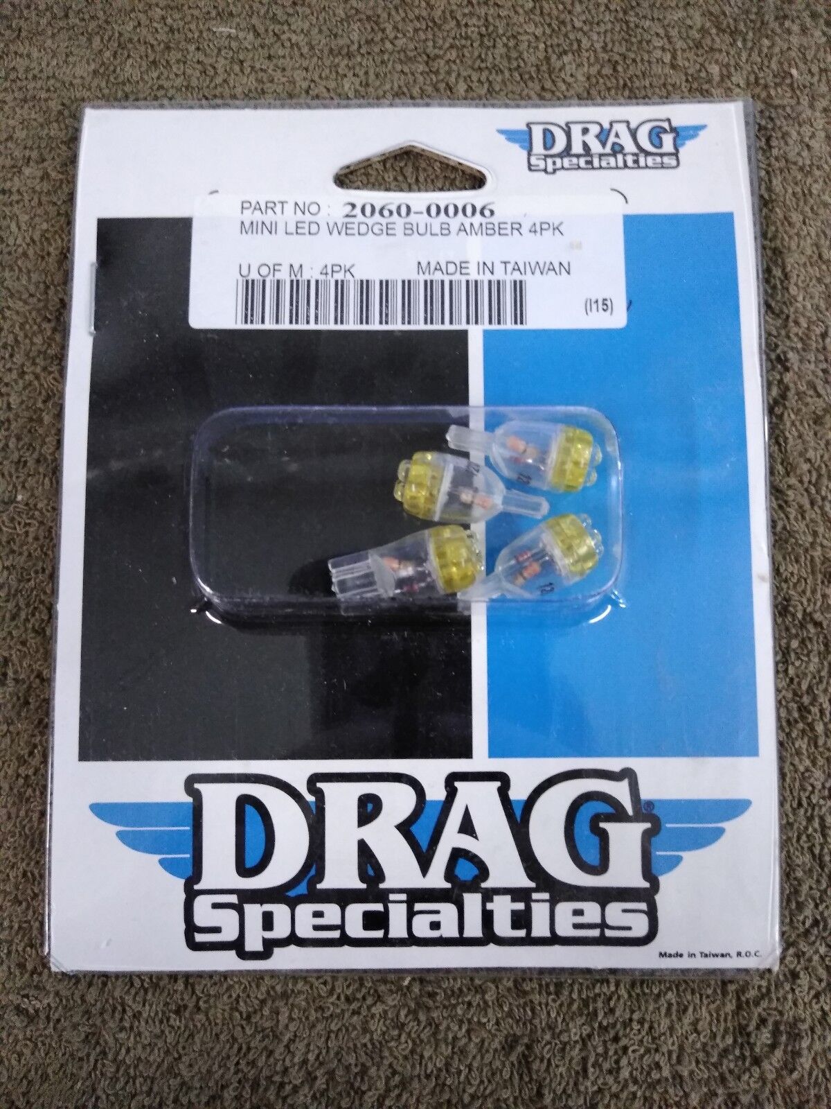 NEW Drag Specialties Mini LED Wedge Bulb Amber 4 Pack / 2060-0006