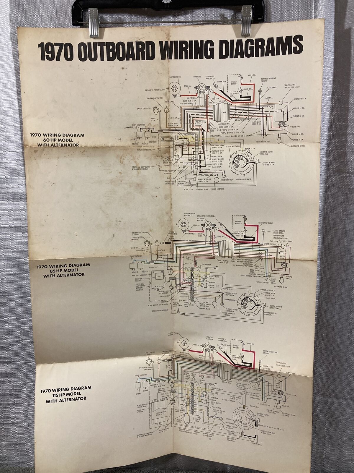 JOHNSON 1970 OUTBOARD WIRING DIAGRAM 60/85/115 HP ELECTRIC START MODELS WITH ALT