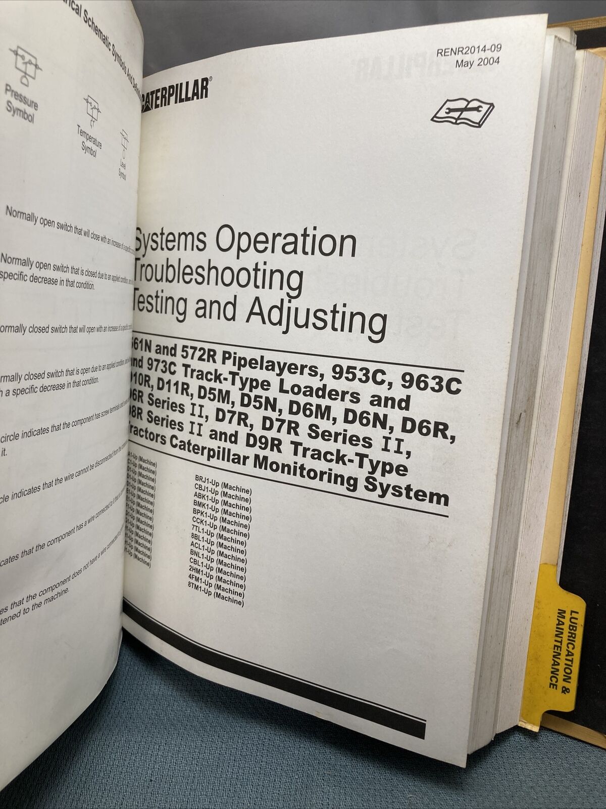 GENUINE CAT/CATERPILLAR SENR1820 SERVICE MANUAL 963C TRACK-TYPE LOADER 2DS1-UP