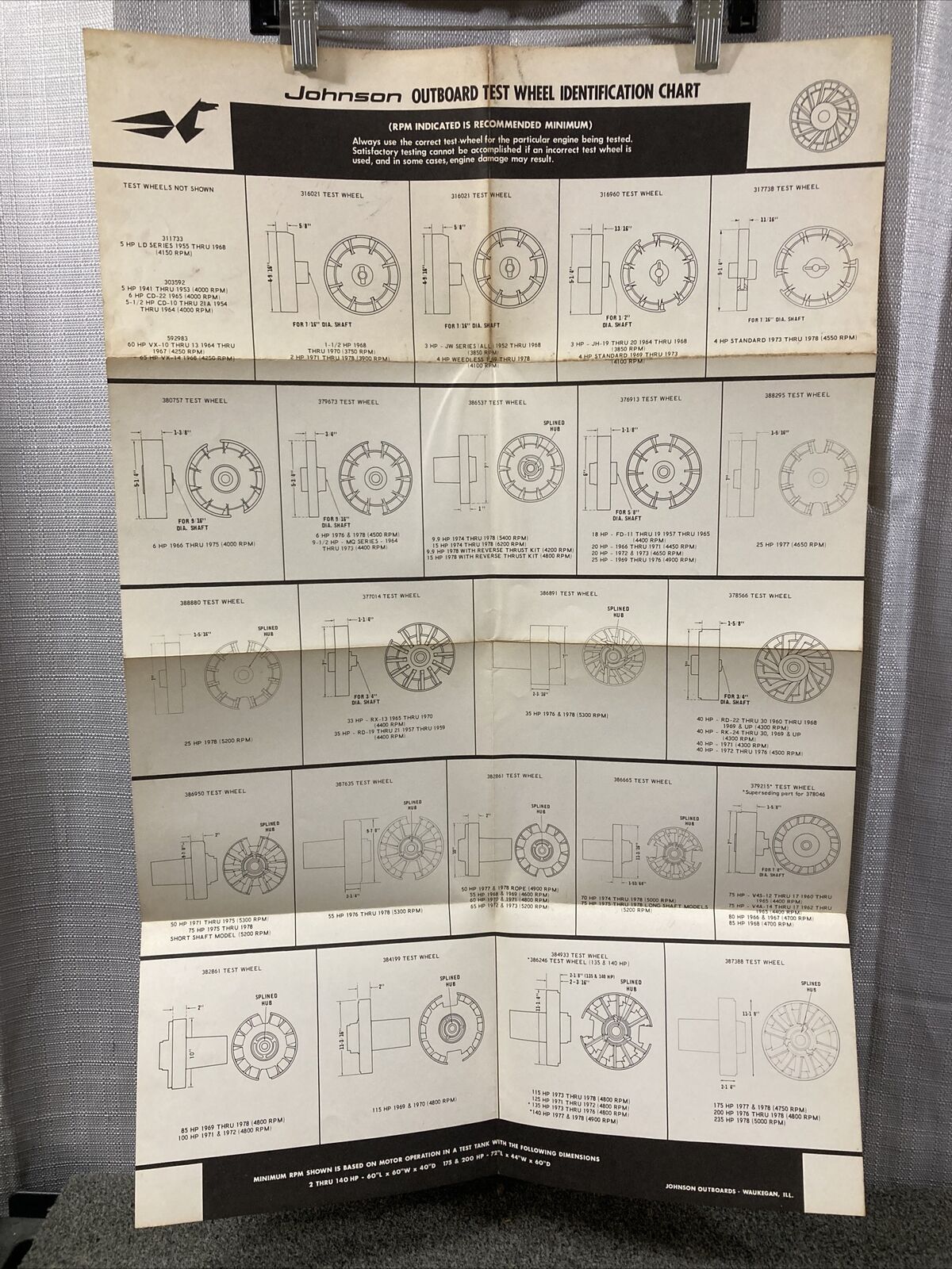 JOHNSON OUTBOARD TEST WHEEL IDENTIFICATION CHART
