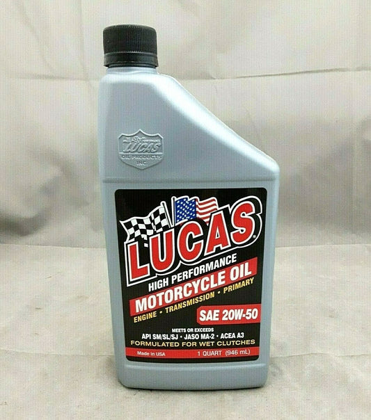 1 Quart Lucas Oil 10700 SAE 20W-50 High Performance Motorcycle Oil V Twin