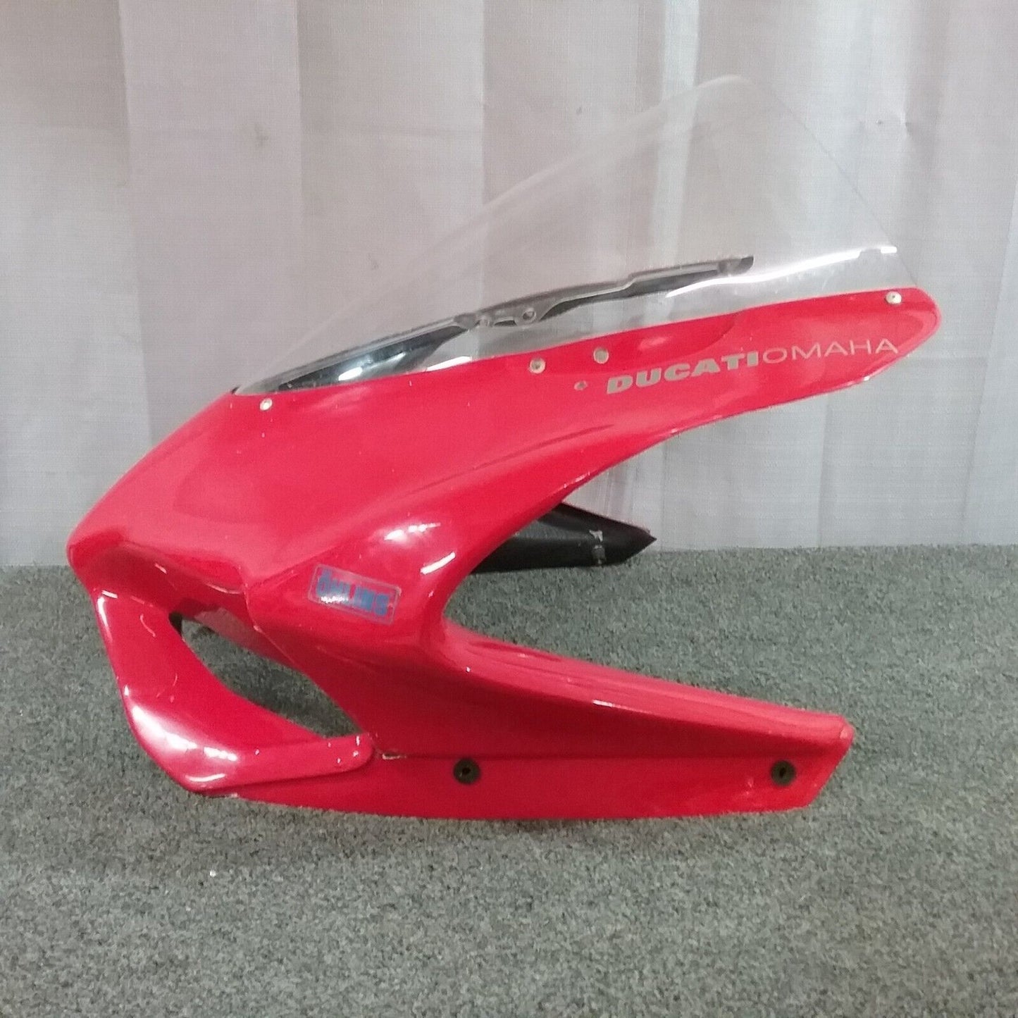 DUCATI FRONT UPPER HEADLIGHT TRACK FAIRING PANIGALE RED W/ WIND SCREEN 48710601A