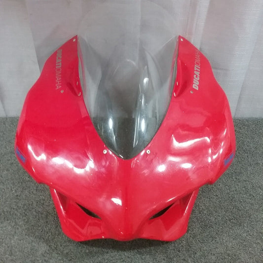 DUCATI FRONT UPPER HEADLIGHT TRACK FAIRING PANIGALE RED W/ WIND SCREEN 48710601A