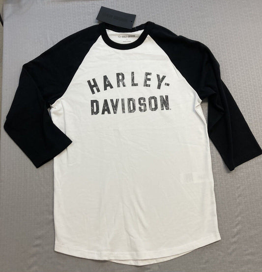 NEW GENUINE HARLEY DAVIDSON 96077-23VM Men's White Colorblock Knit Tee L