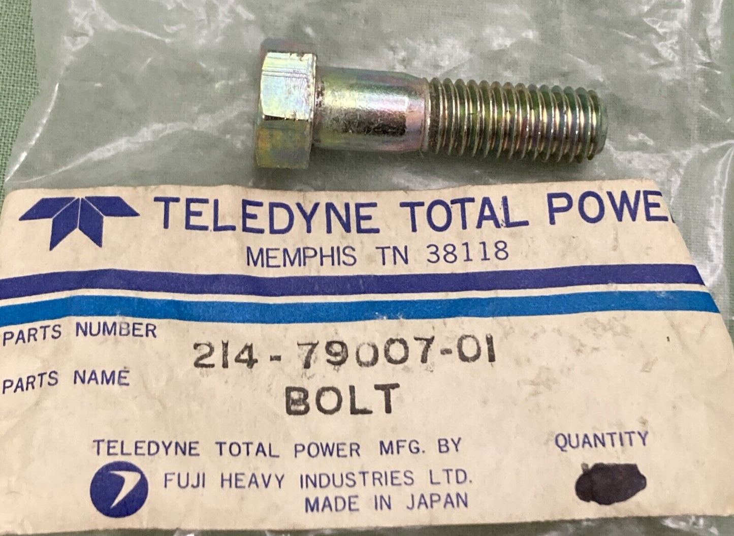 NEW GENUINE TELEDYNE TOTAL POWER 214-79007-01 STARTER BOLT