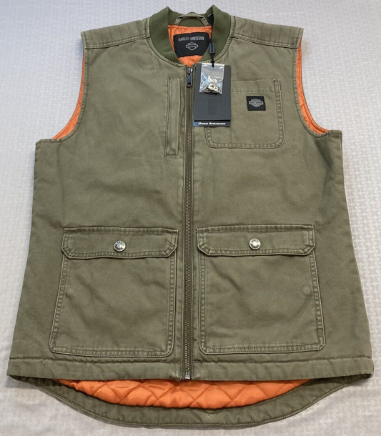 NEW GENUINE HARLEY DAVIDSON 97411-23VM MEN'S SMALL VEST WOVEN GREEN