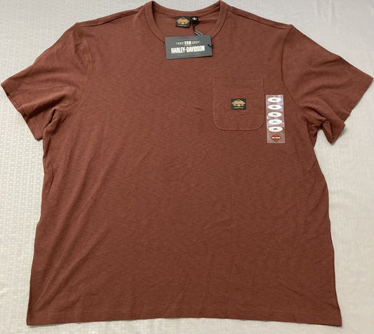 NEW GENUINE HARLEY DAVIDSON 96567-23VM Men's 120th Dark Red Knit Pocket Tee 4XL