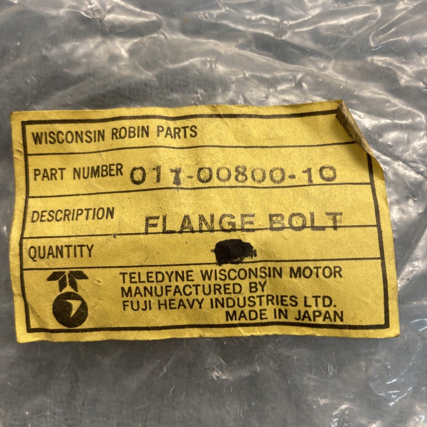 QTY 2, NEW WISCONSIN TELEDYNE SUBARU ROBIN 011-00800-10 FLANGE BOLT