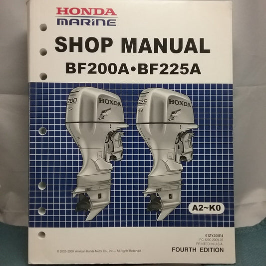 HONDA MARINE BF200A-BF225A SHOP MANUAL FOURTH EDITION