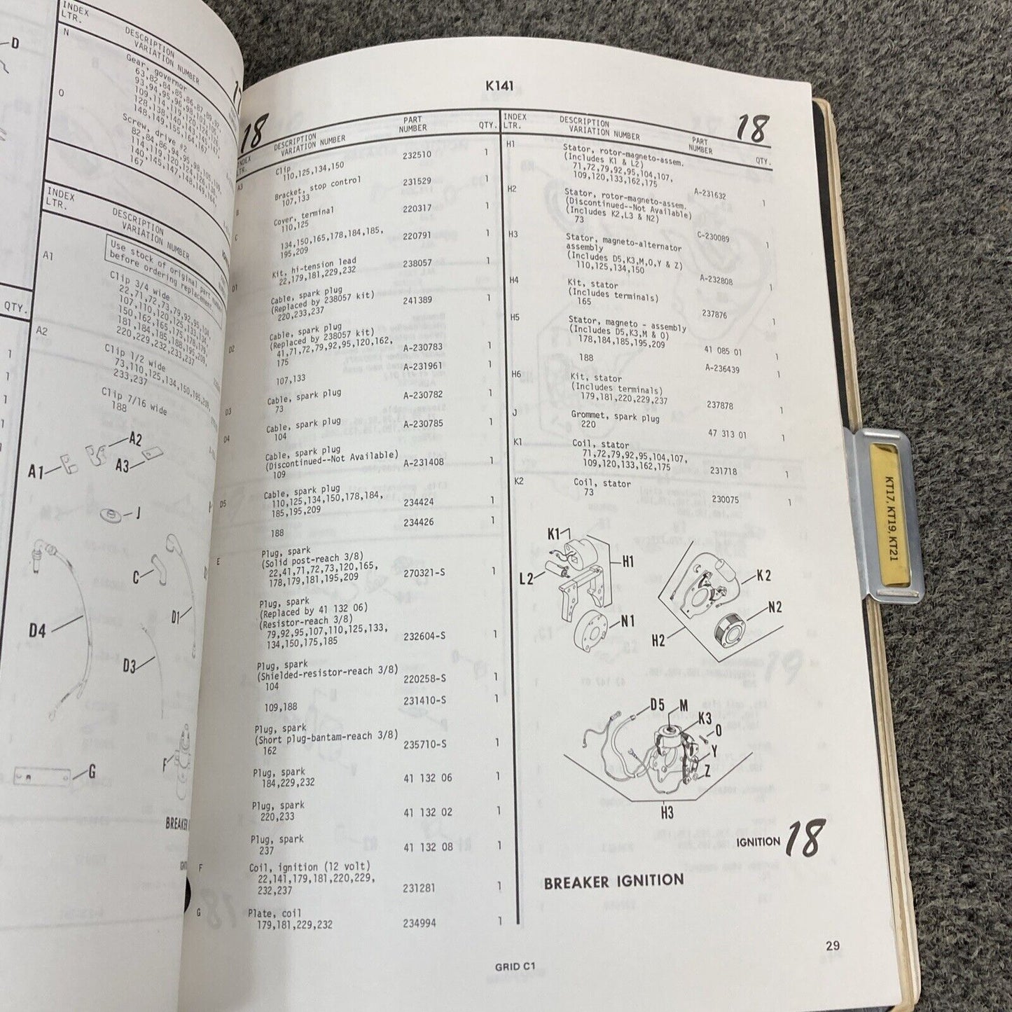 GENUINE KOHLER K-SERIES PARTS MANUALS