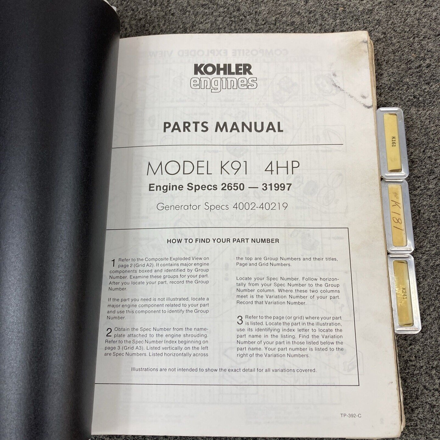 GENUINE KOHLER ENGINES REFERENCE & PARTS MANUALS