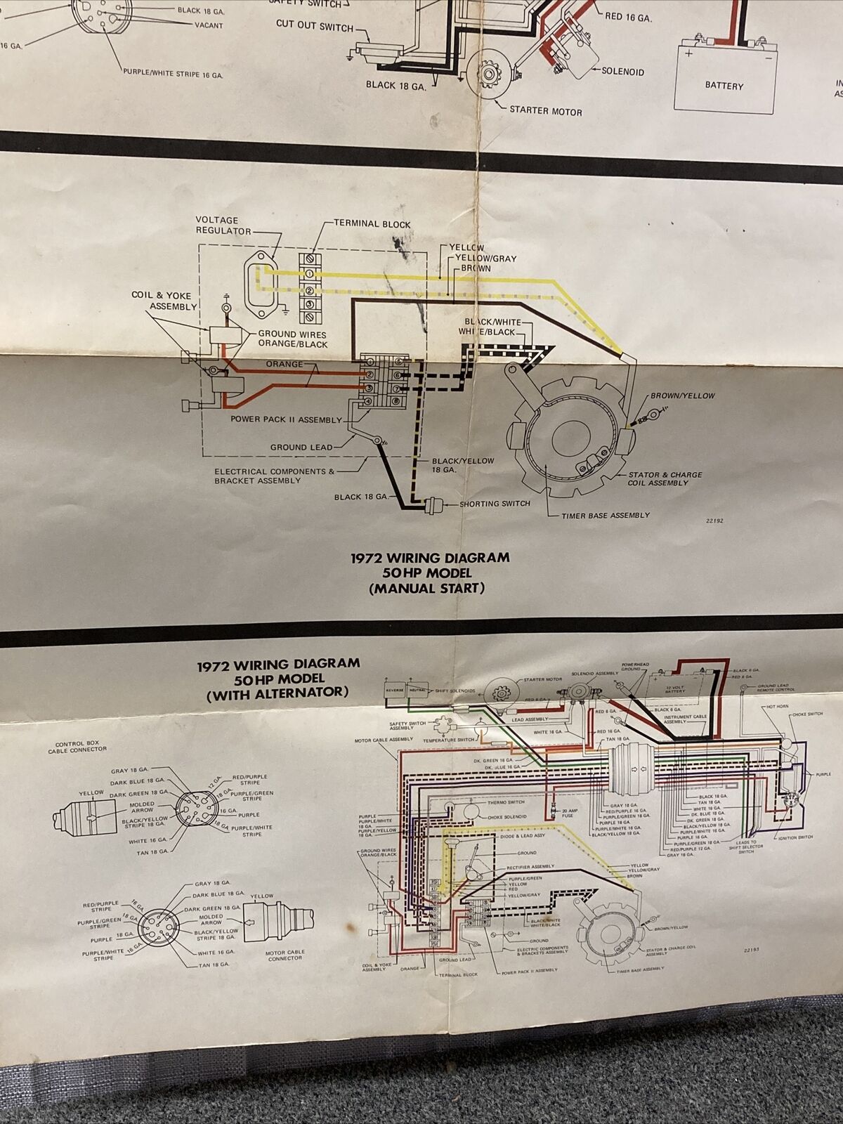 JOHNSON 1972 OUTBOARD WIRING DIAGRAM 40/50 HP MODELS WITH ALT AND GEN