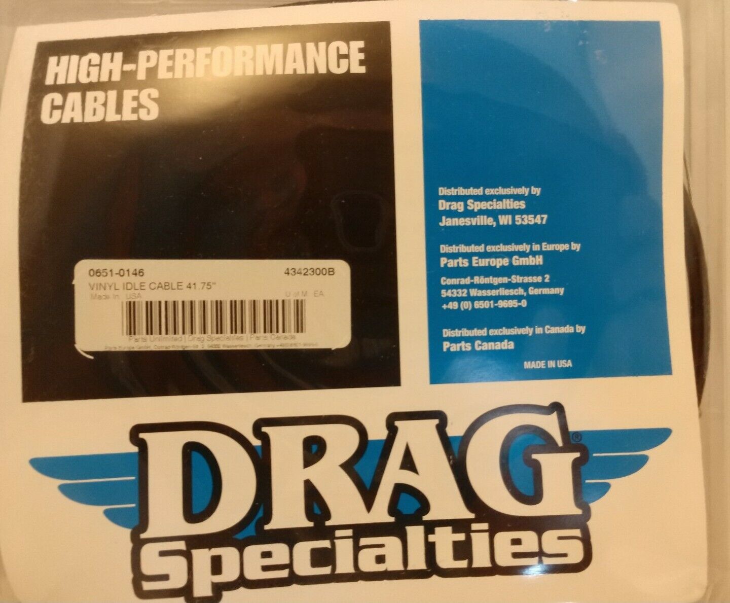 NEW Drag Specialties Vinyl Idle Cable 41.75" P/N 0651-0146 / 4342300B