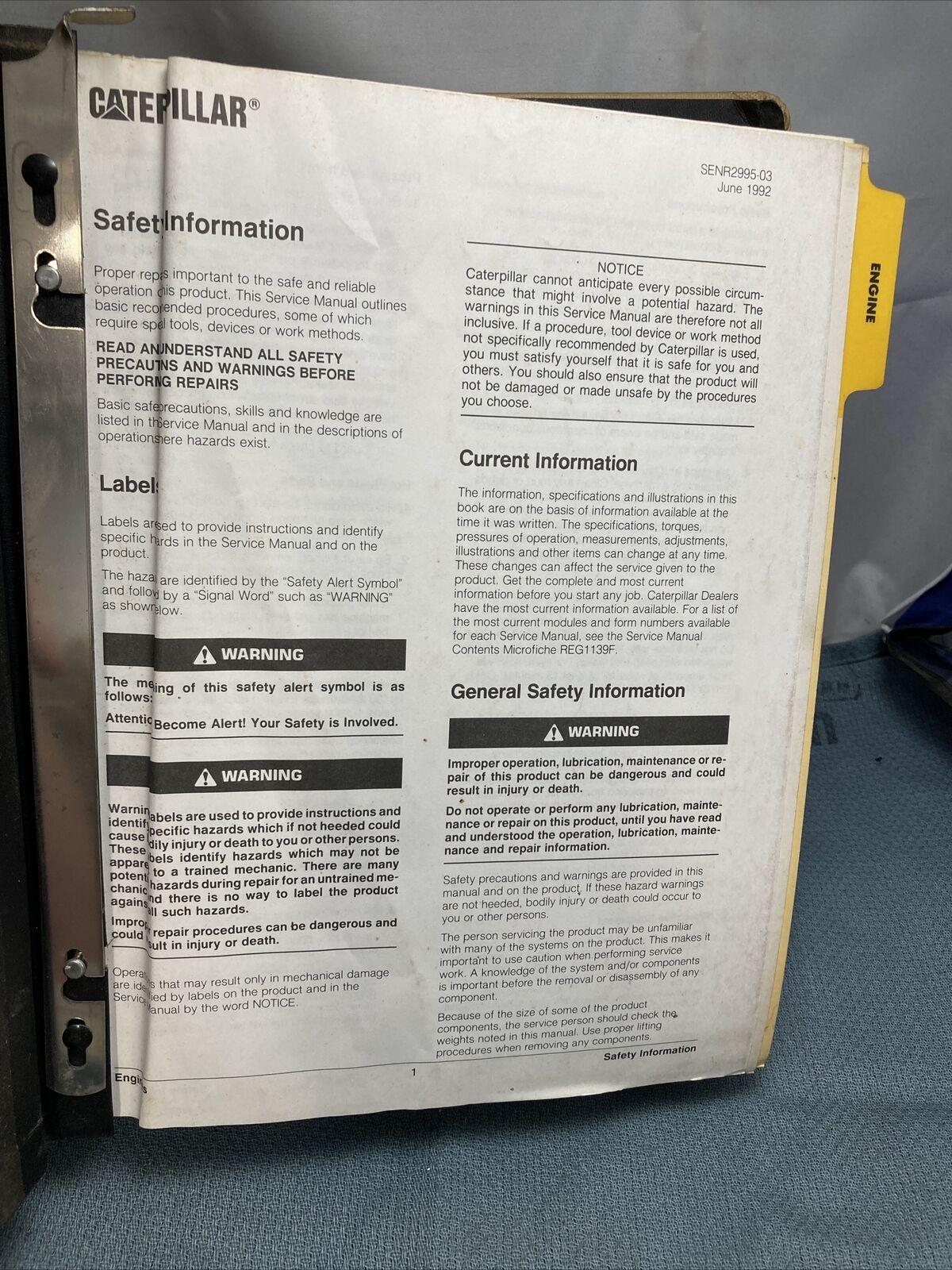 GENUINE CATERPILLAR SENR2557 SERVICE MANUAL 3406 & 3406B GENERATOR SET ENGINES