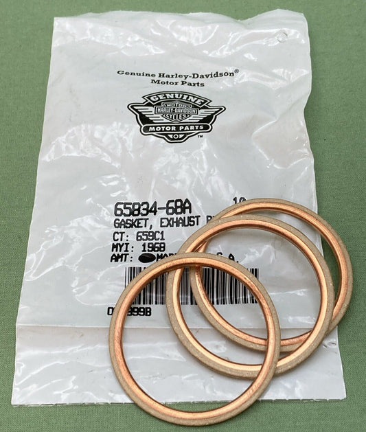 QTY 3 NEW GENUINE HARLEY DAVIDSON 65834-68A GASKET EXHAUST PIPE