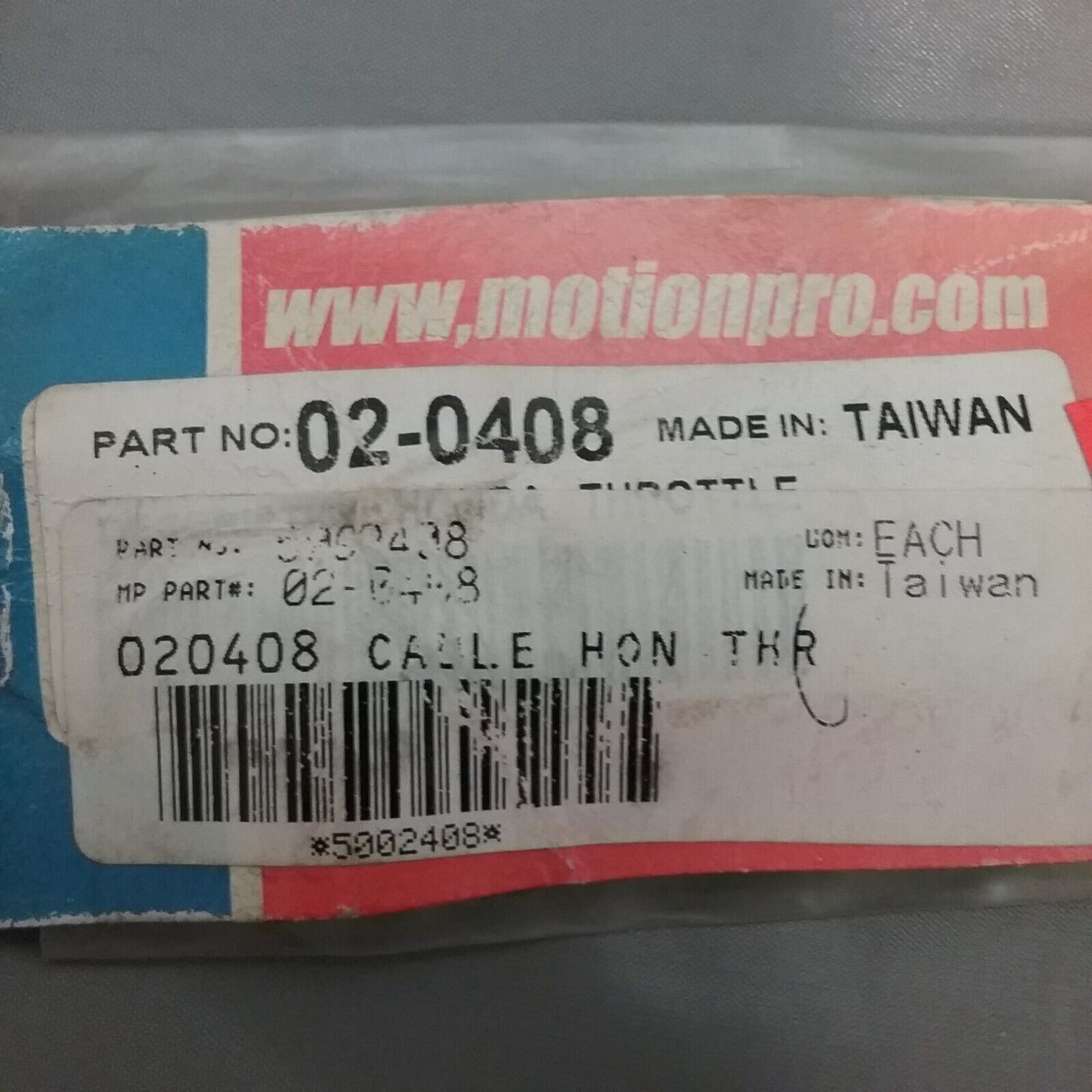 NEW MOTION PRO 02-0408, THROTTLE CABLE, REPLACES HONDA