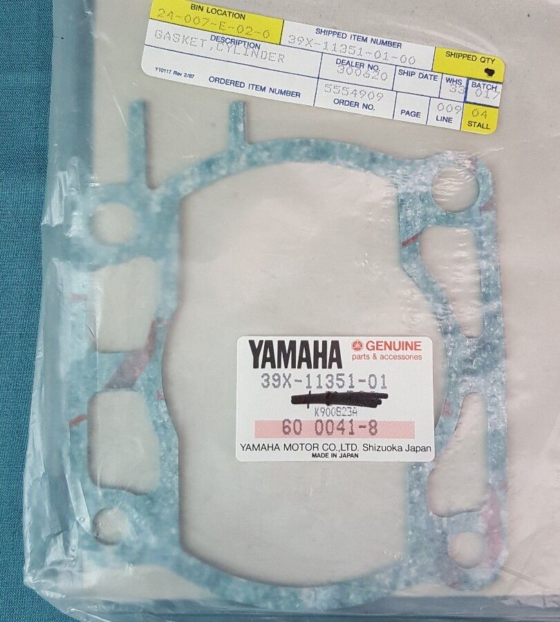 NEW GENUINE YAMAHA 39X-11351-01 GASKET, CYLINDER YZ250L 1984 Tri-Z YTZ250N 85-86