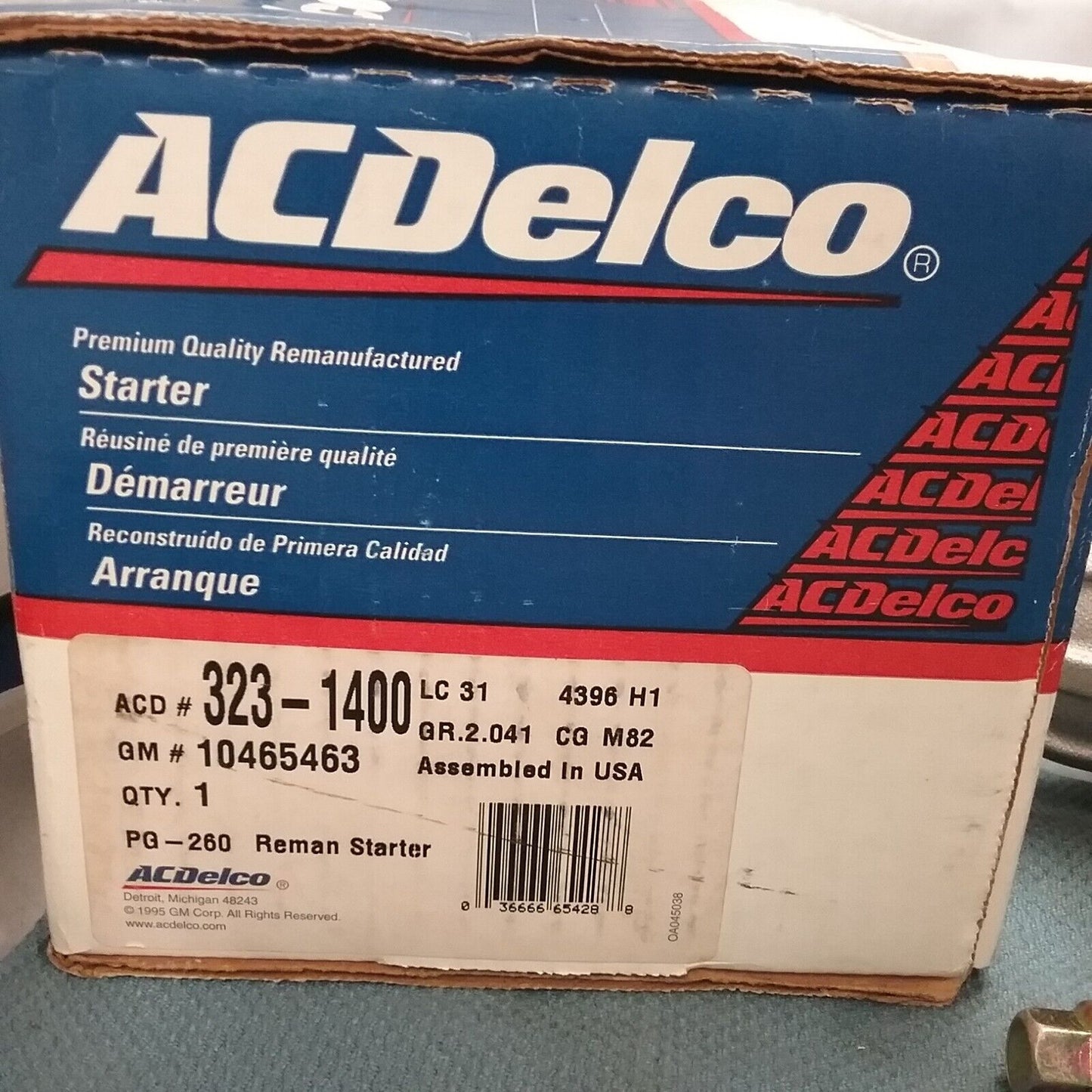 NEW ACDELCO 323-1400 REMANUFACTURED STARTER MOTOR GM 10465463