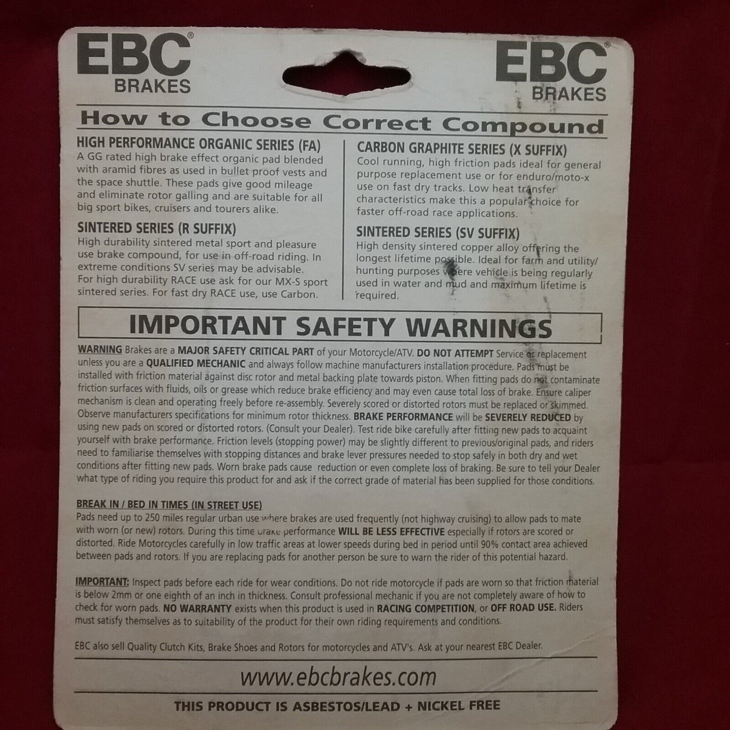 NEW EBC FA146 BRAKE PADS SUZUKI GSX-R (92-93)  YAMAHA TZ 125/250