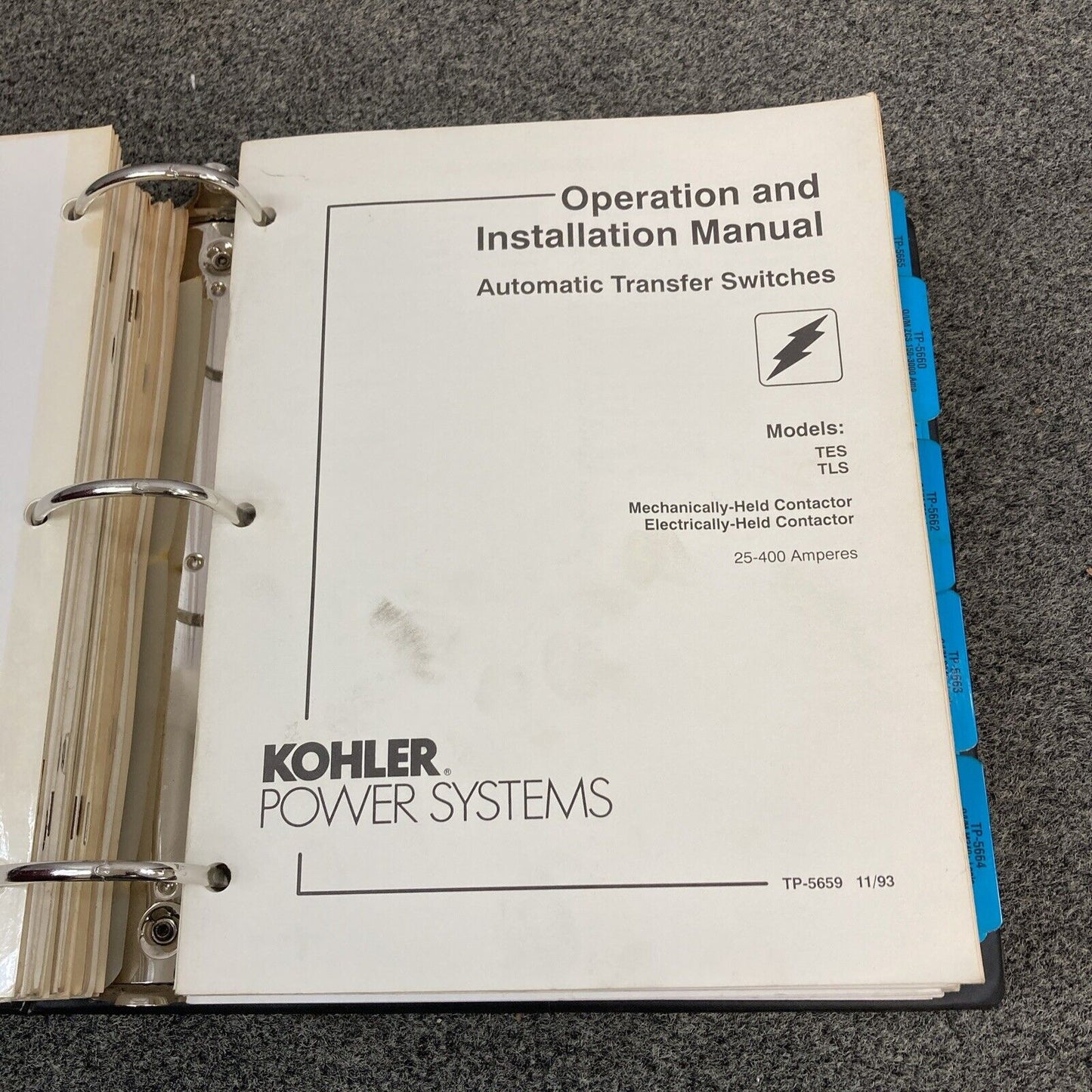 QTY 28 GENUINE KOHLER OPER/INSTALL/SERVICE MANUALS FOR TRANSFER SWITCHES