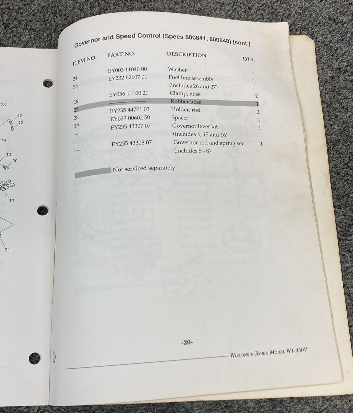 TELEDYNE TOTAL POWER WISCONSIN ROBIN W1-450V  ILLUS. PARTS CATALOG