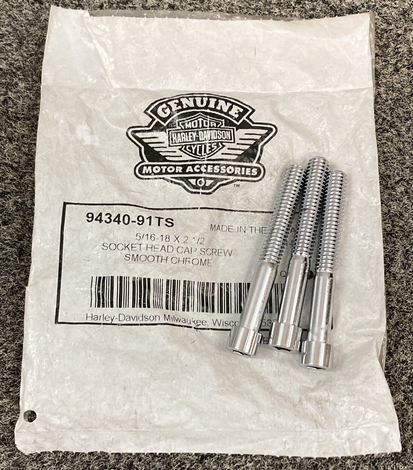 QTY 3 NEW GENUINE HARLEY DAVIDSON 94340-91TS SOCKET HEAD CAP SCREW