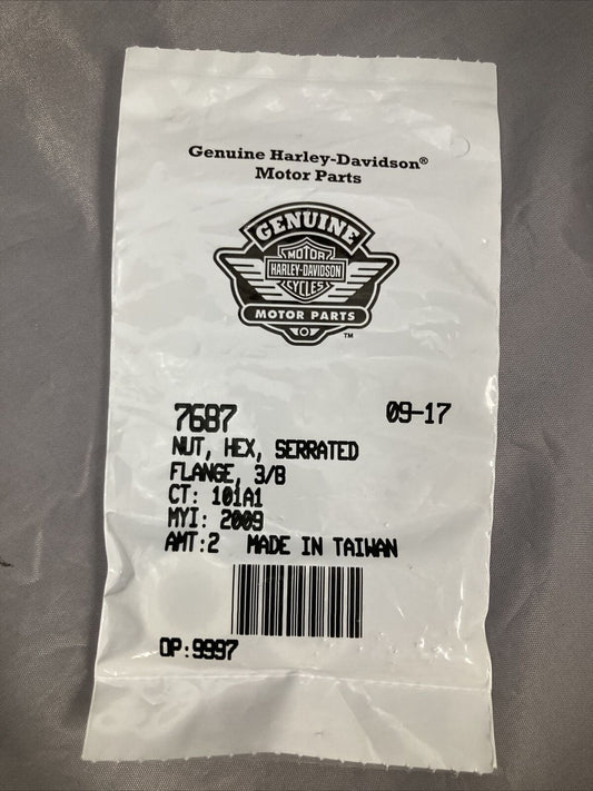 QTY2 NEW GENUINE HARLEY DAVIDSON 7687 NUT,HEX,SERRATED FLANGE