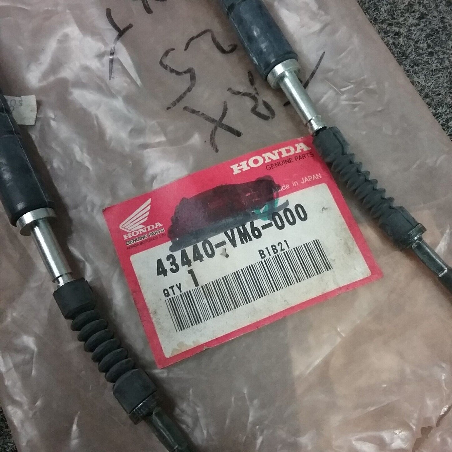 NEW HONDA 43440-VM6-000 CABLE ASSEMBLY, FR. 1985-1986