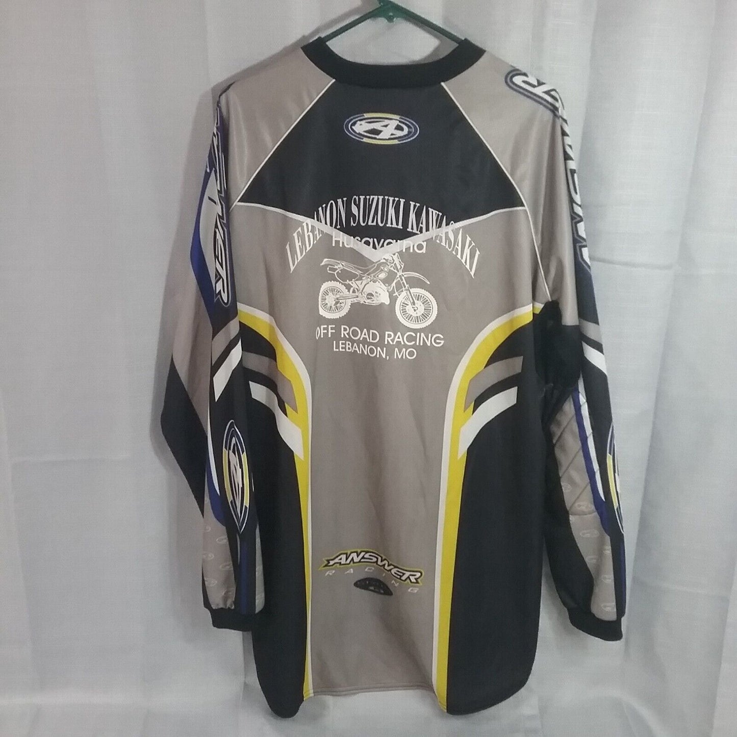 NEW ANSWER 014736 SHIRT LONG SLEEVE POLYESTER BLACK BLUE GREY AND YELLOW ADULT L