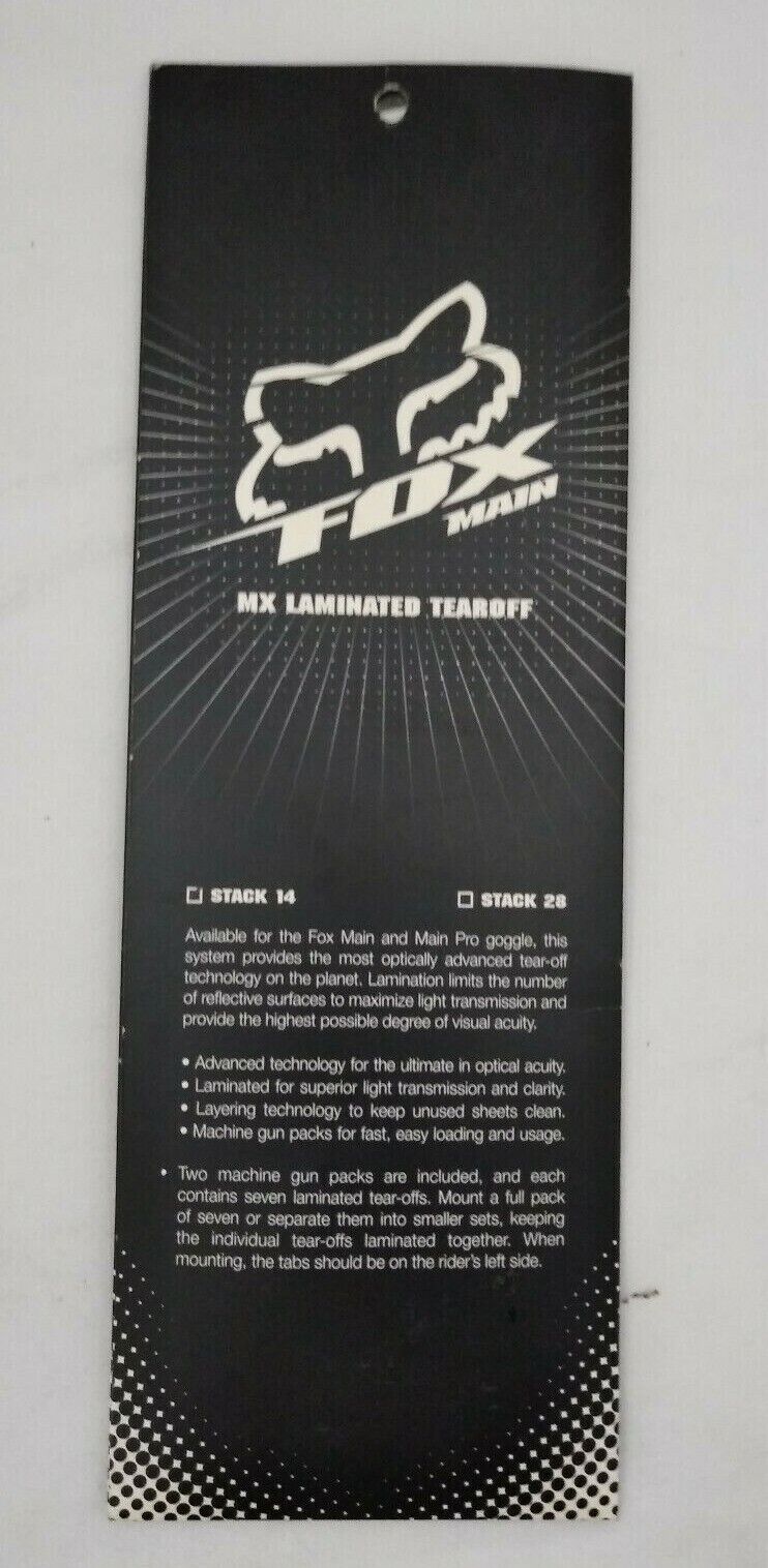 NEW FOX MX Laminated Tear Offs / Pack of 14 / 30-149FX