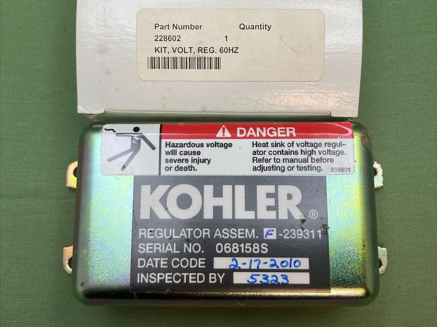 NEW GENUINE KOHLER 228602 KIT, VOLTAGE REGULATOR