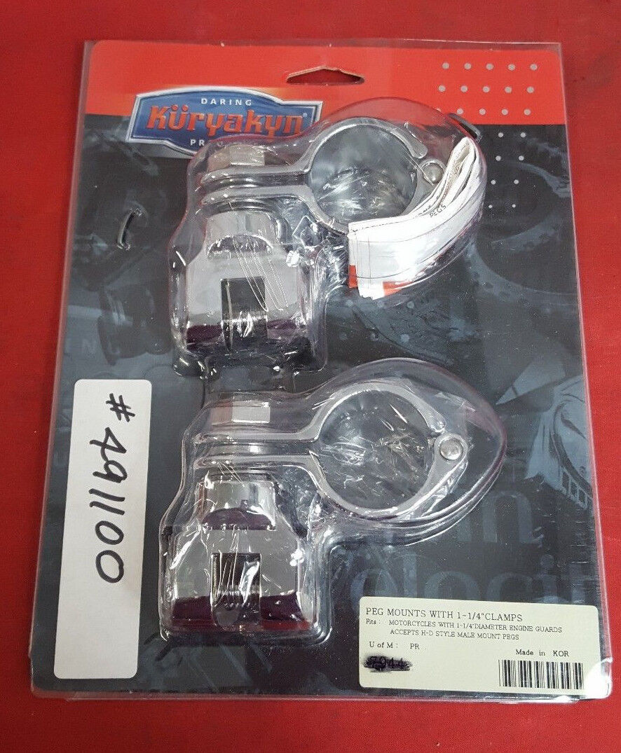 NEW KURYAKYN PEG MOUNTS WITH 1 1/4 " QUICK CLAMPS CHROME 491100