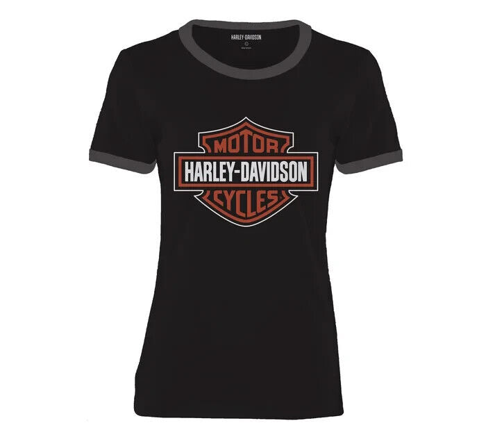 NEW GENUINE HARLEY DAVIDSON 96228-23VW WOMEN'S SMALL TEE KNIT BLACK Bar & Shield