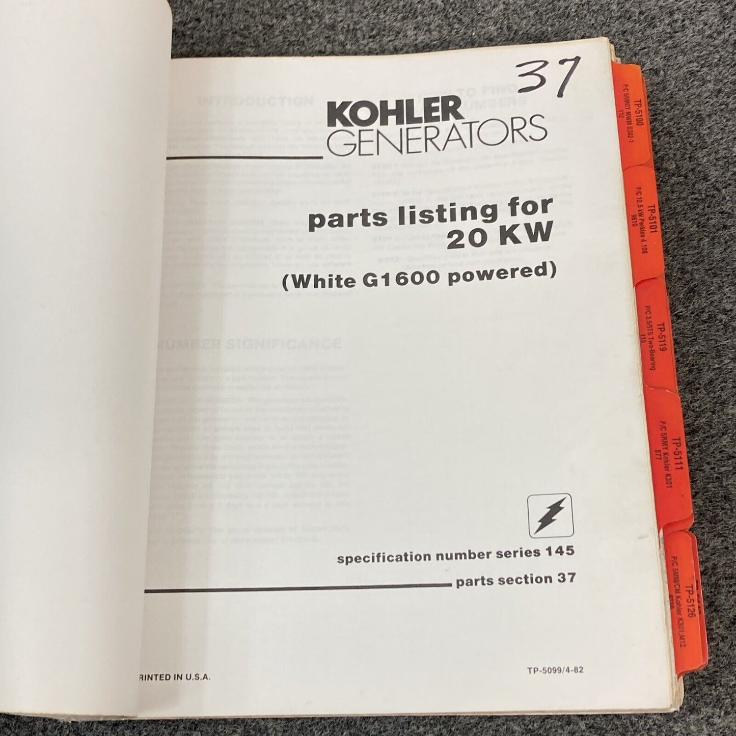 QTY 21 GENUINE KOHLER GENERATORS PARTS LISTING/CATALOG MANUALS