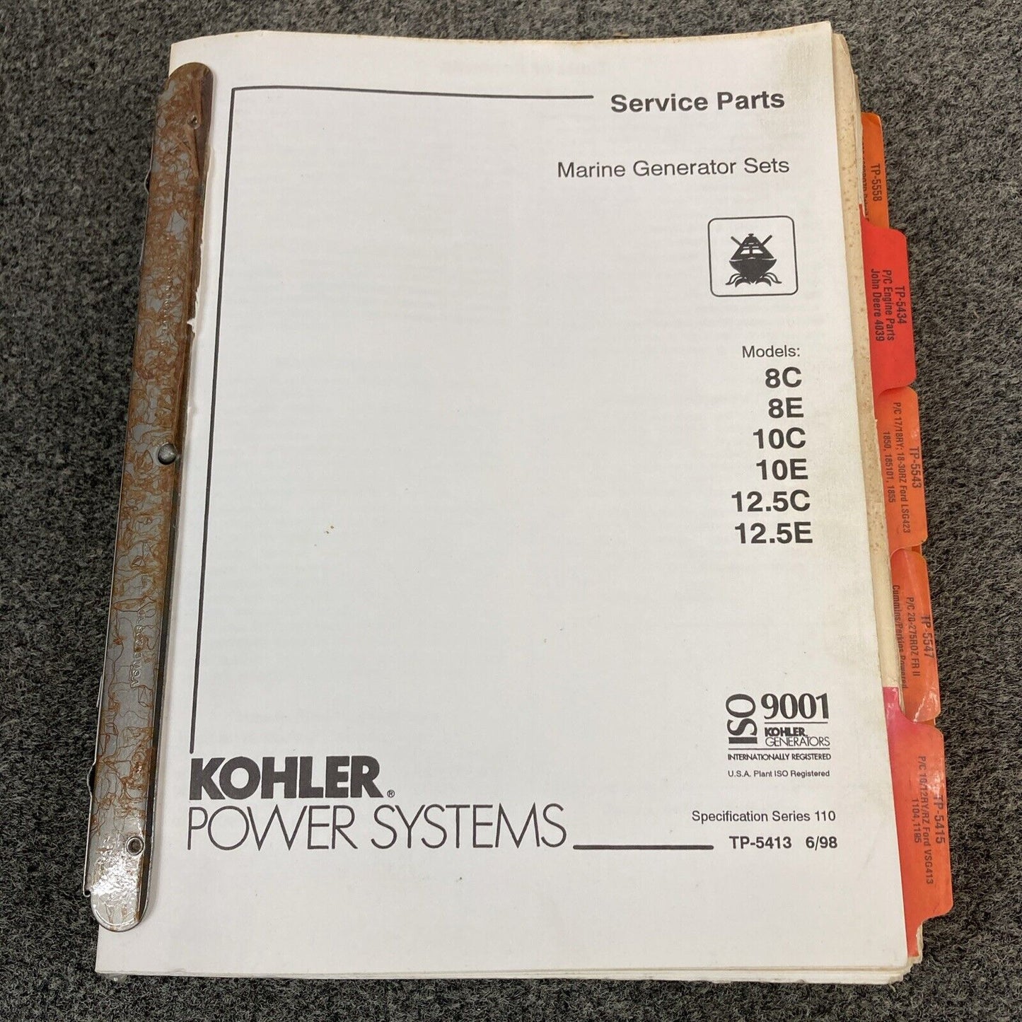 GENUINE KOHLER SERVICE PARTS/PARTS CATALOGS