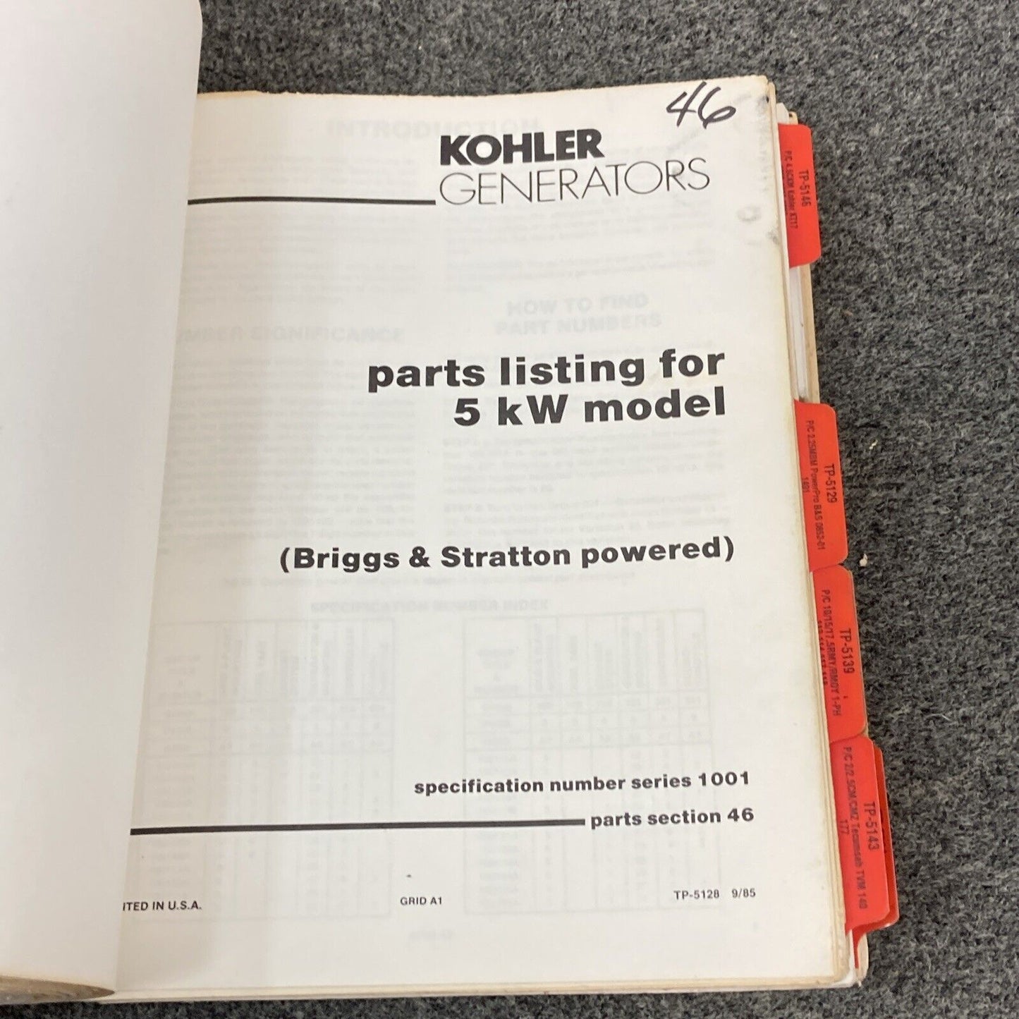 QTY 21 GENUINE KOHLER GENERATORS PARTS LISTING/CATALOG MANUALS