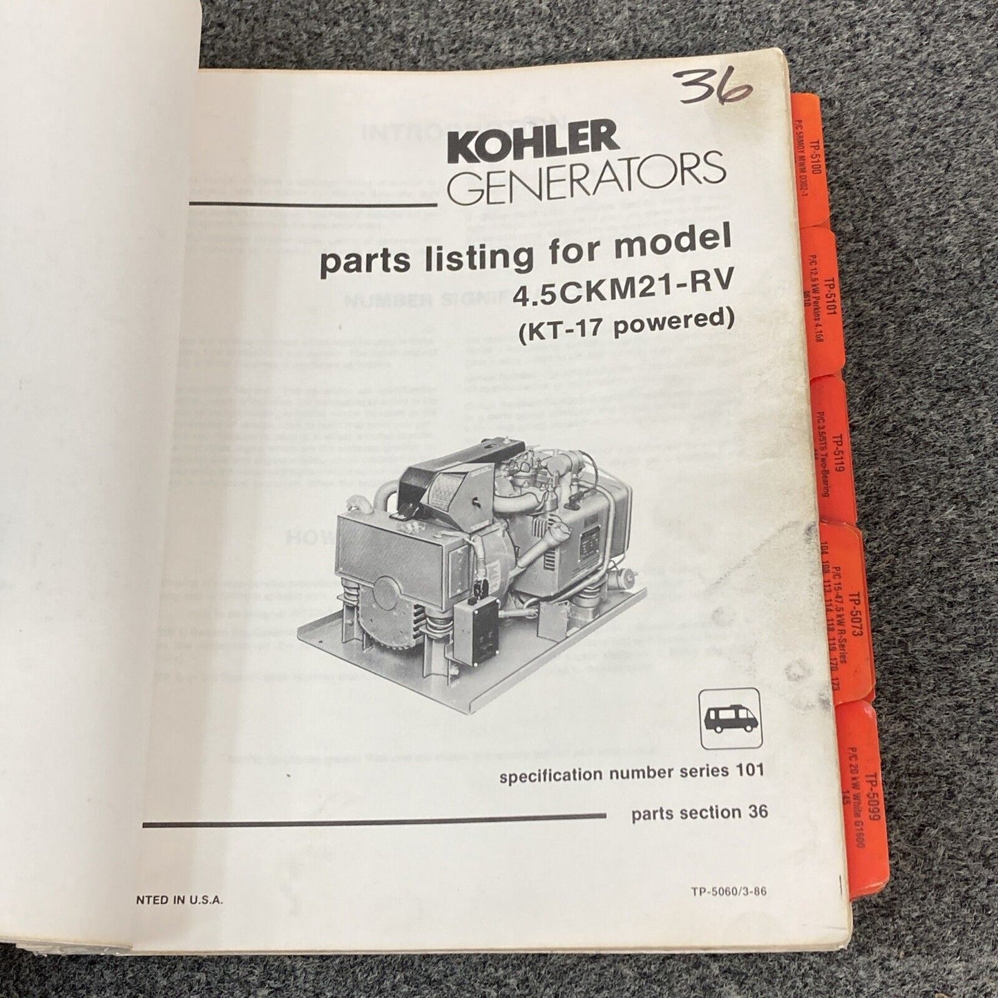 QTY 21 GENUINE KOHLER GENERATORS PARTS LISTING/CATALOG MANUALS