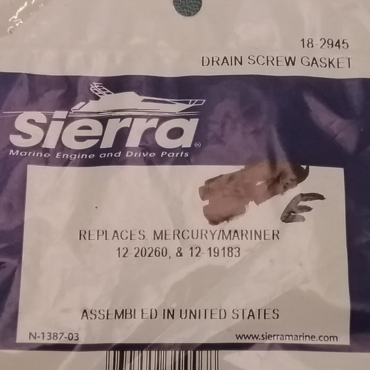 QTY4 NEW SIERRA 18-2945 DRAIN SCREW GASKET Mercury Outboard 4-40HP