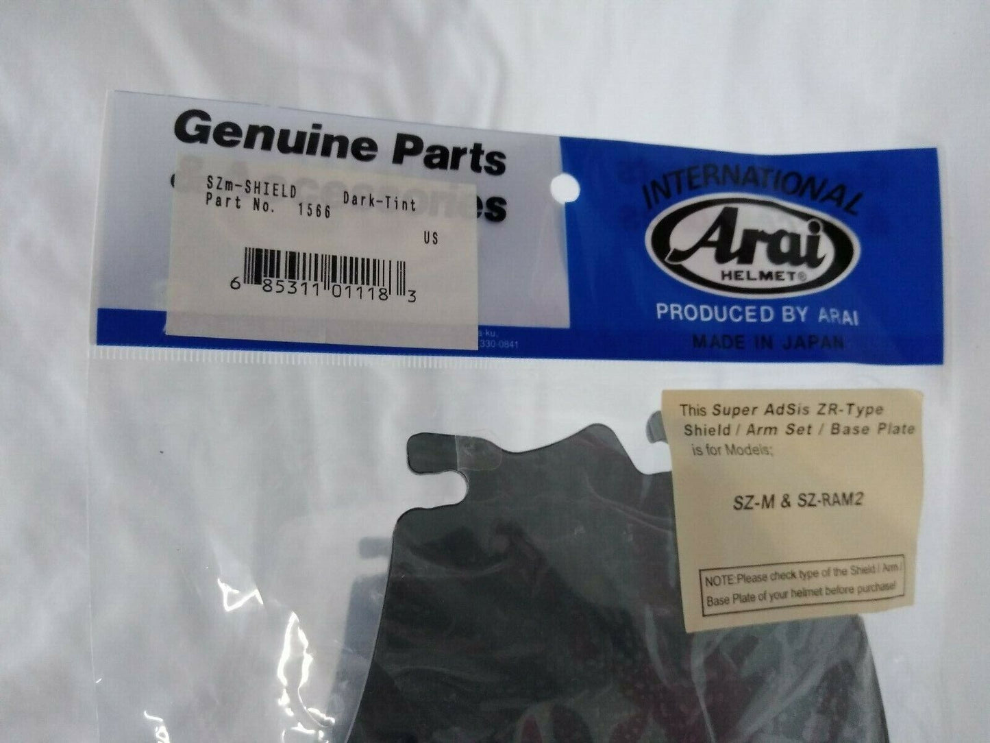 New ARAI Super AdSis ZR-Type Shield Visor / Arm Set / Base Plate/ Dark-Tint 1566
