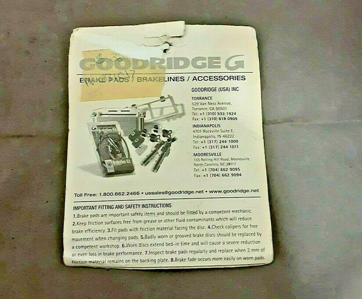 Goodridge Organic Brake Pads Rear #G339ST Harley Davidson Sportster 03-1017