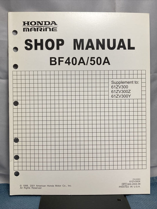 HONDA MARINE BF40A- BF50A SHOP MANUAL SUPPLEMENT 61ZV300X