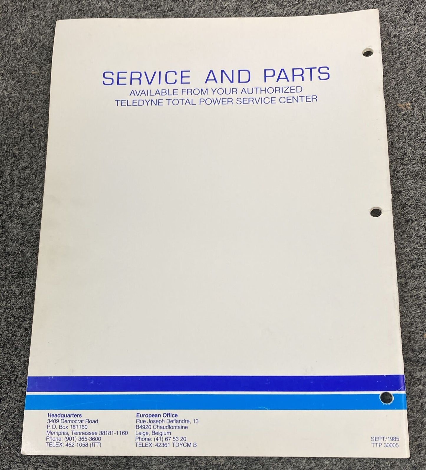 TELEDYNE TOTAL POWER WISCONSIN ROBIN W1-185V & W1-145V  ILLUS. PARTS CATALOG