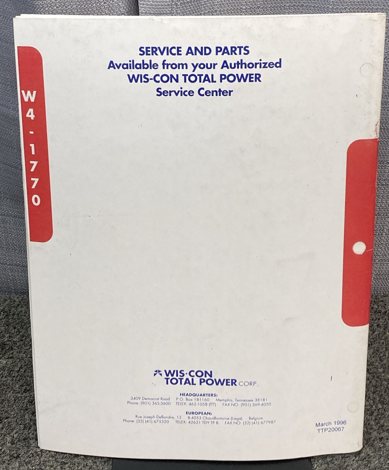 WIS-CON TOTAL POWER W4-1770 REPAIR MANUAL