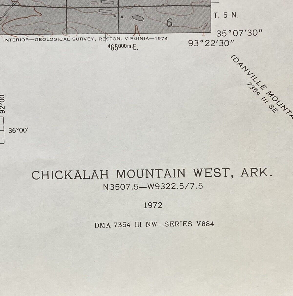 CHICKALAH MOUNTAIN WEST ARKANSAS MAP DMA 7354 III NW-SERIES V884