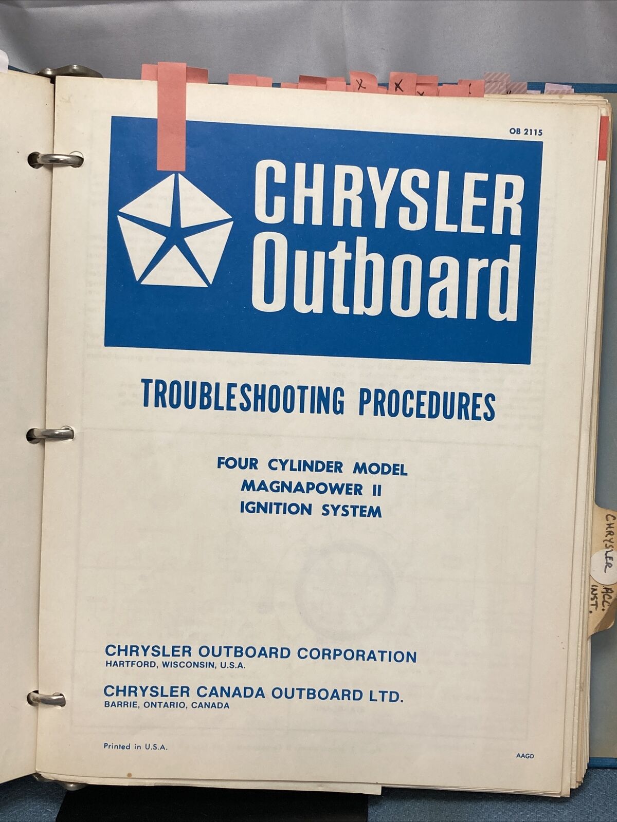 CHRYSLER OUTBOARD OB1100-OB1920, OB2033-OB2900, OB3171-OB3206 PARTS CATALOGS