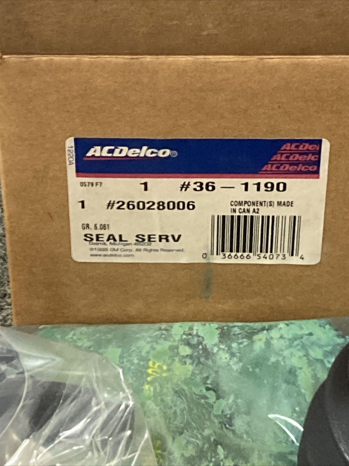 NEW ACDELCO 36-1190 BOOT KIT, FRONT WHEEL DRIVE AXLE SHAFT GM 26028006 GR 6.061